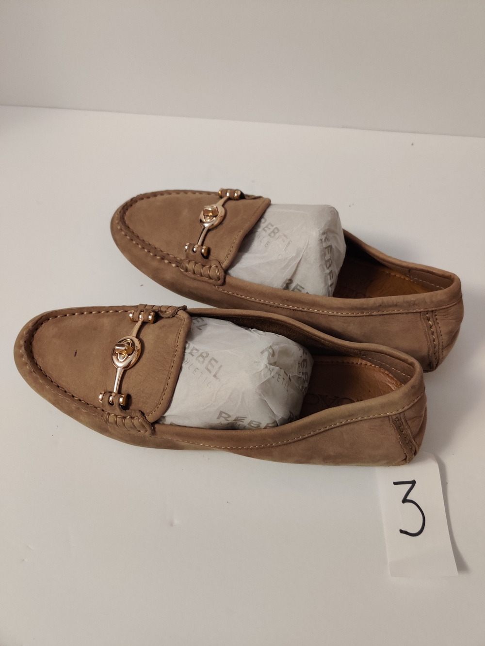 Coach Suede Loafers in Tan with Gold Accent 7 - Picture 4 of 5